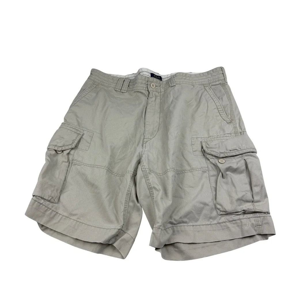 Polo Ralph Lauren Mens Cargo Shorts Tan Khaki Cotton Twill Size 40 RN 41381